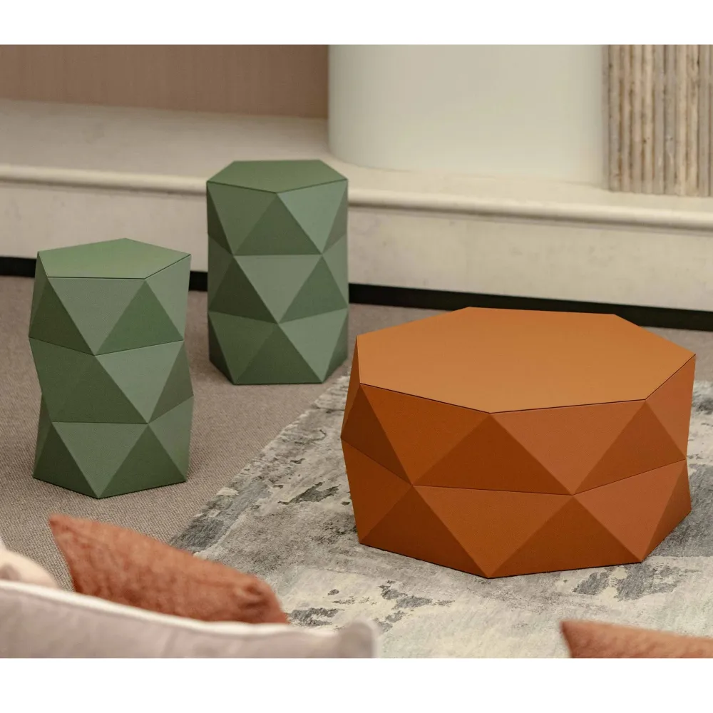 Leather Faceted Coffee Table