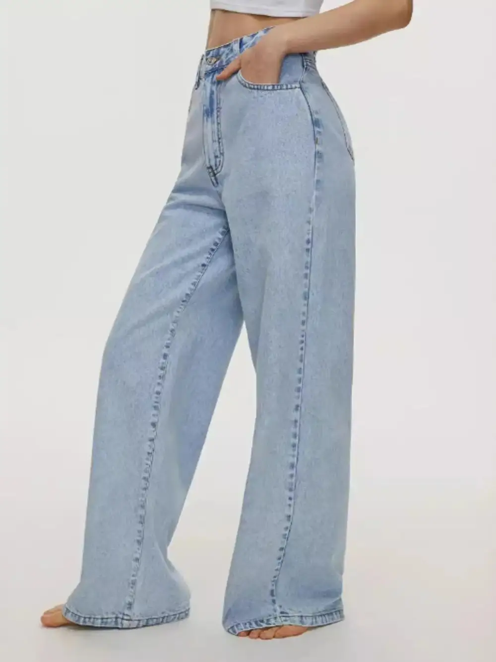 High Rise Fluid Denim Jeans