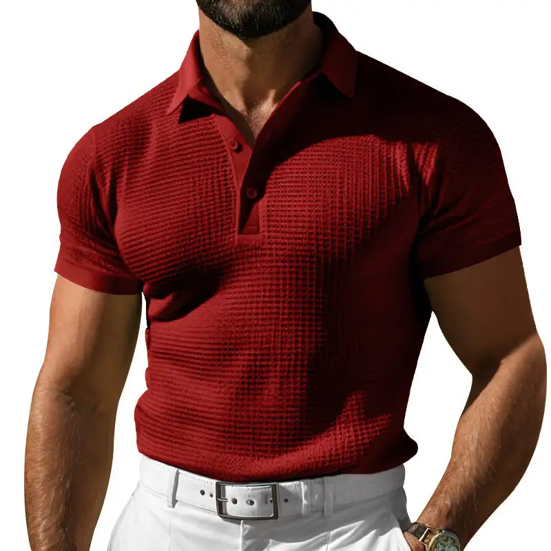 Waffle Texture Pique Fitted Polo Shirt
