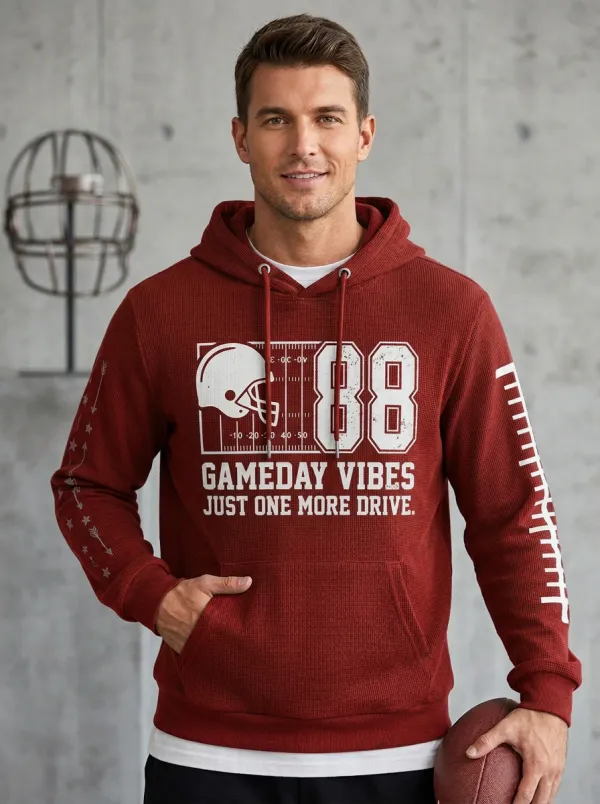 Men's Football Gameday Vibes 88 Helmet Graphic Printed Hoodie