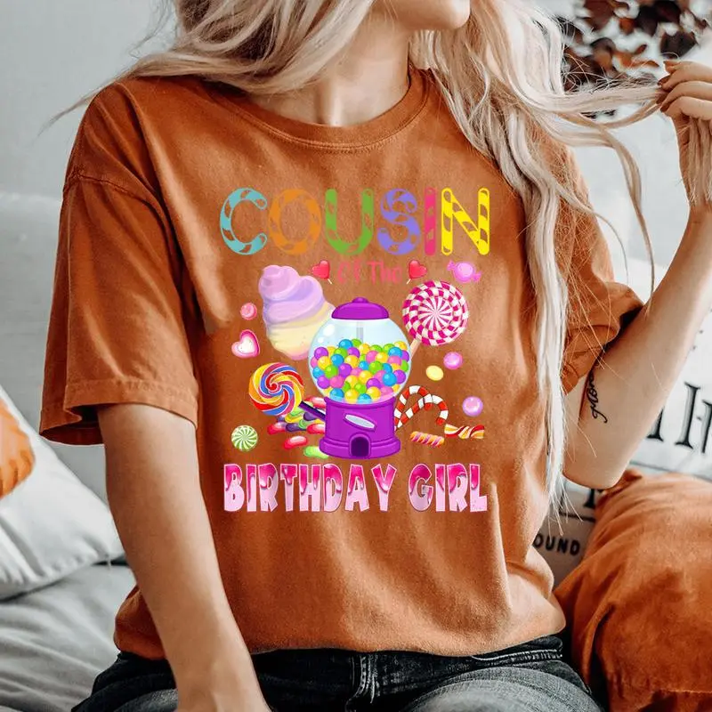 Cousin Of The Birthday Girl Candyland Candy Birthday Women's Oversized Comfort T-Shirt