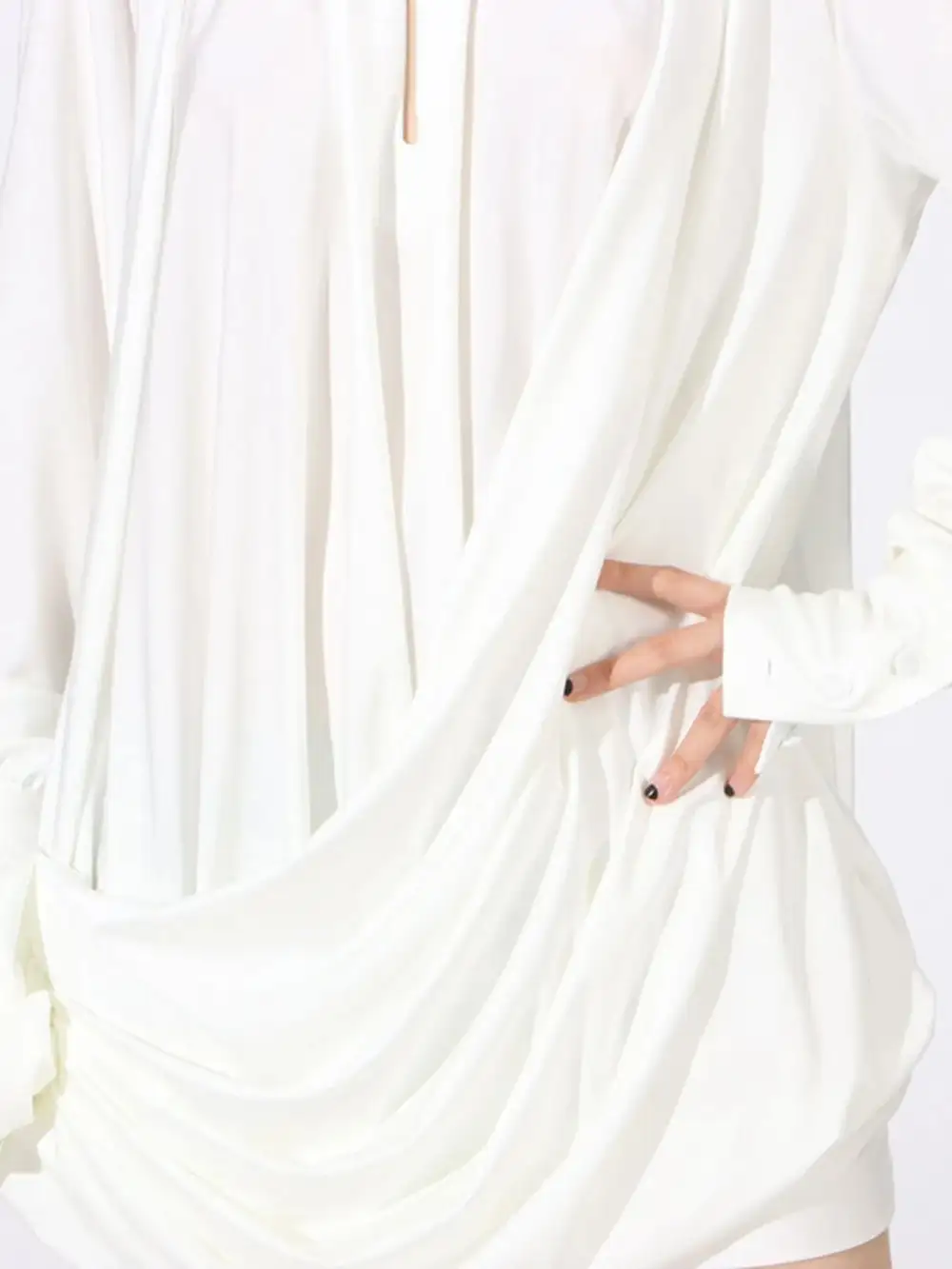 Relaxed Shape Ruched Long Sleeve Mini Dress