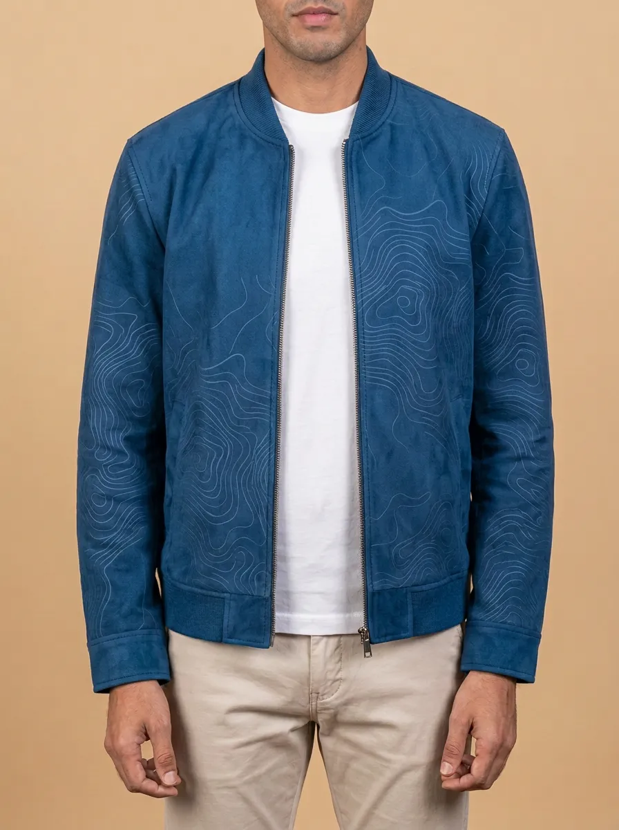 Explorer Topographic Map Bomber Collar Jacket