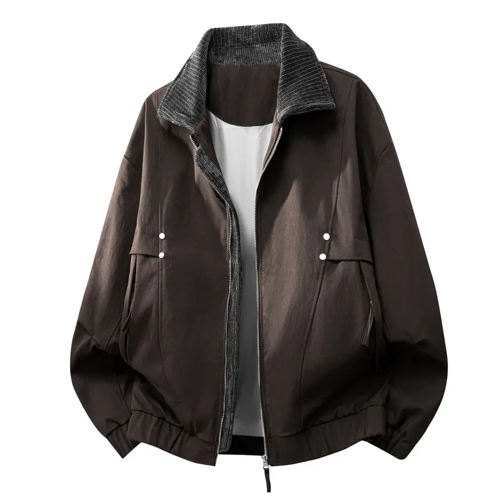 Oversized Relaxed Corduroy Elastic Hem Bomber Jacket