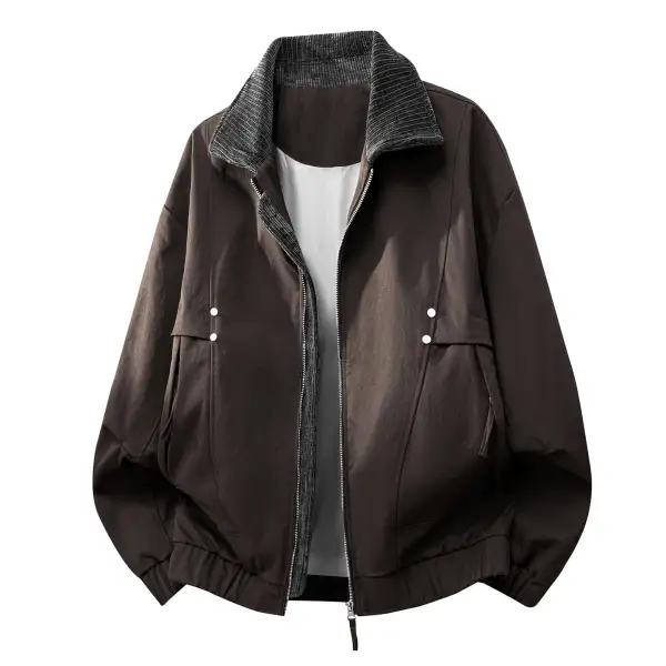 Oversized Relaxed Corduroy Elastic Hem Bomber Jacket