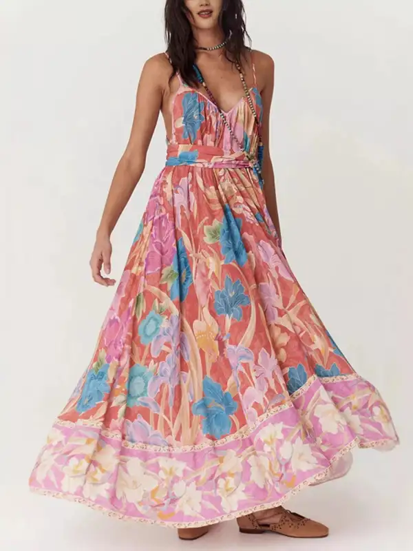 Spaghetti-Strap Floral Maxi Dress
