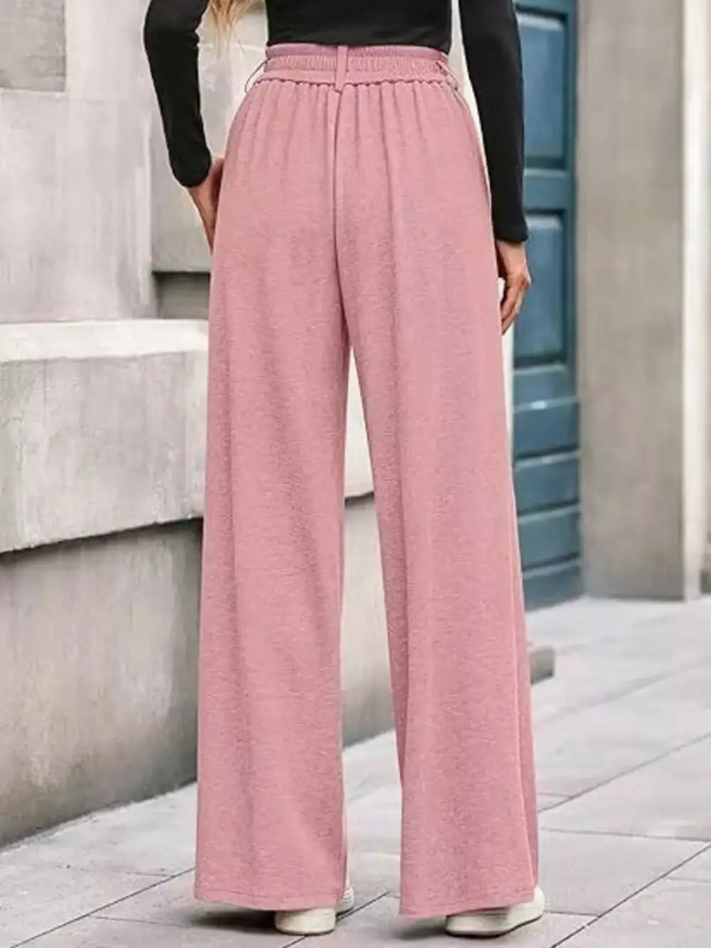 Wide Leg Pocketed Casual Pants