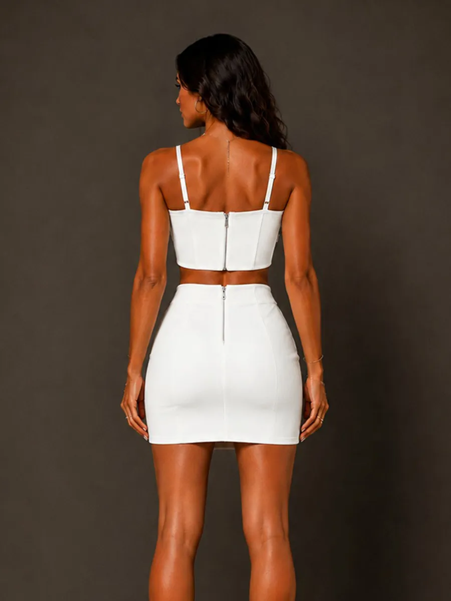 Talia Cami and Rhinestone-Chain Skirt Set