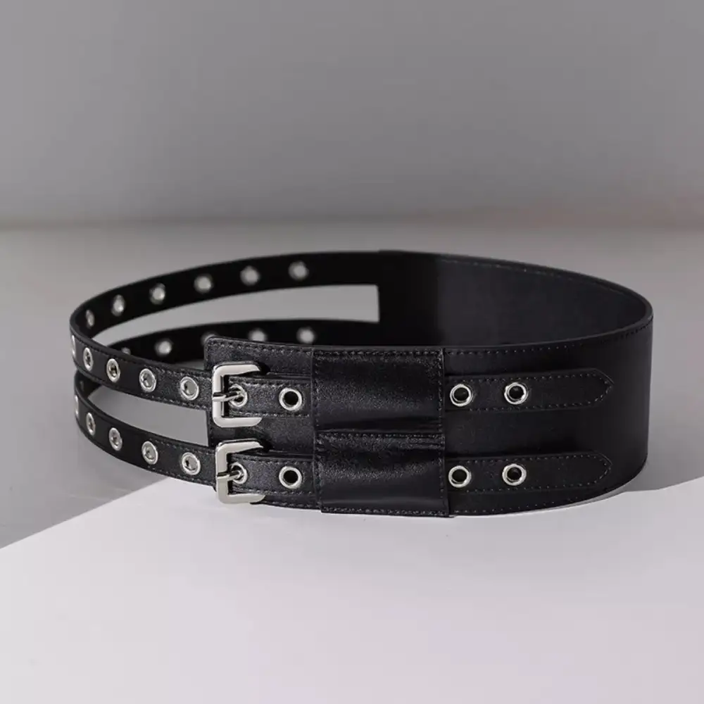 Double Row Grommet Wide Waist Belt
