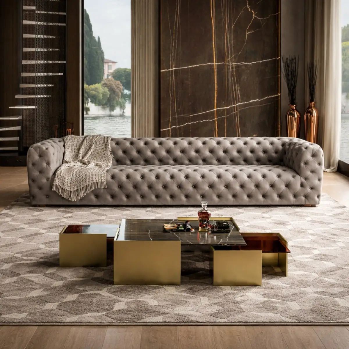 Modern Nubuck-Leather Leather Sofa