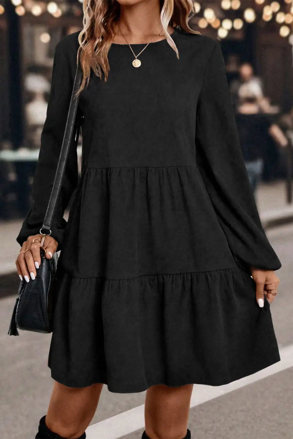Versatile Tiered Tie Detail Mini Dress