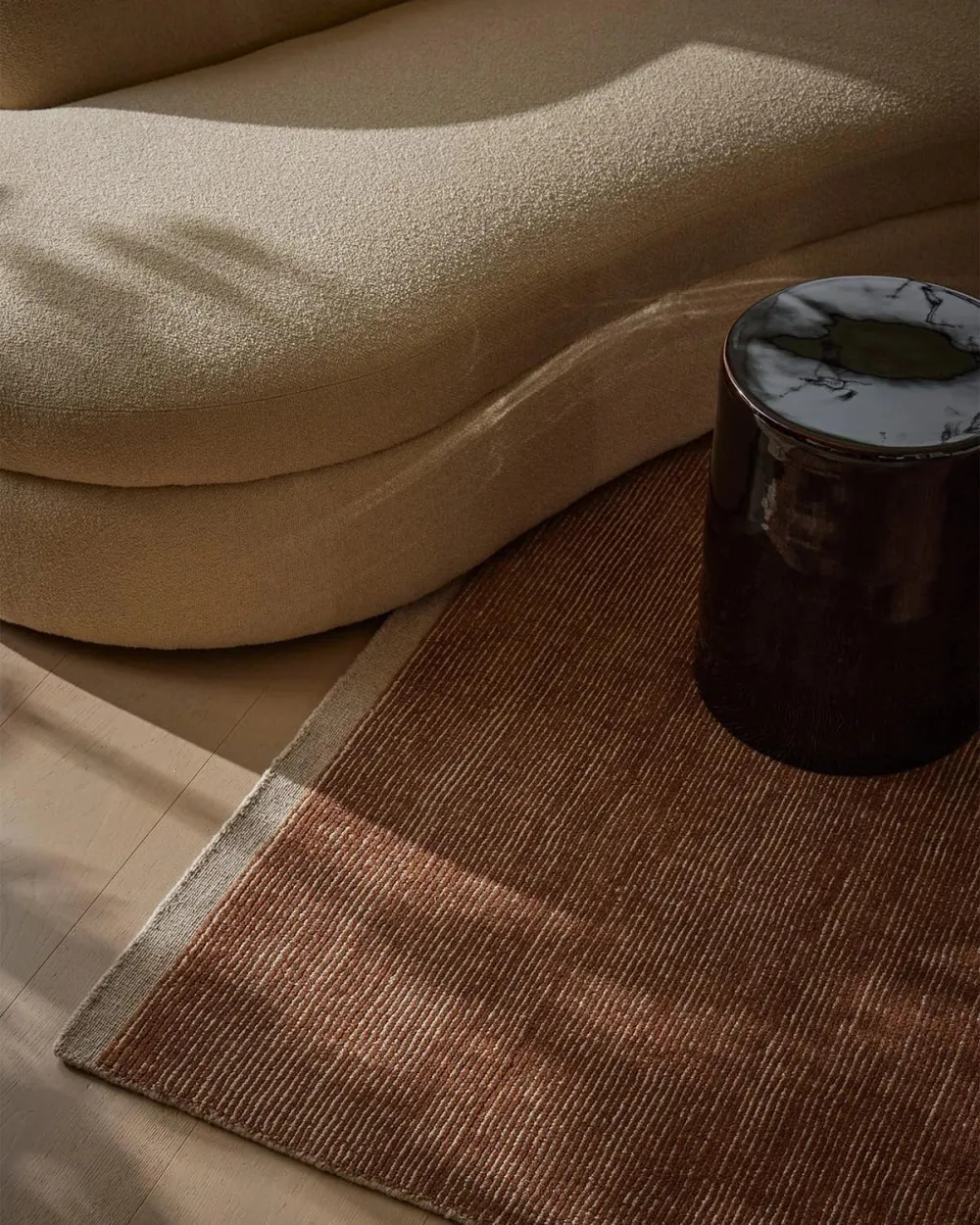 Wool Striped Bordered Relaxed Area Rug