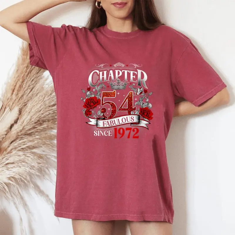 Chapter 54 Fabulous Since 1972 Roses 54th Birthday Women Women's Oversized Comfort Colors T-Shirt