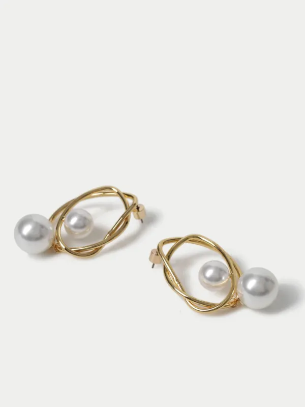 Twist Pearl Drop Earrings