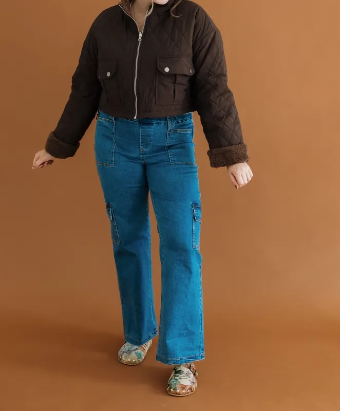 Blue Stretch Blend Pants