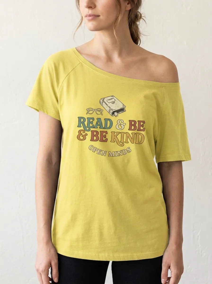 Women's Book Lover Read Be Kind Glasses Printed T-shirt
