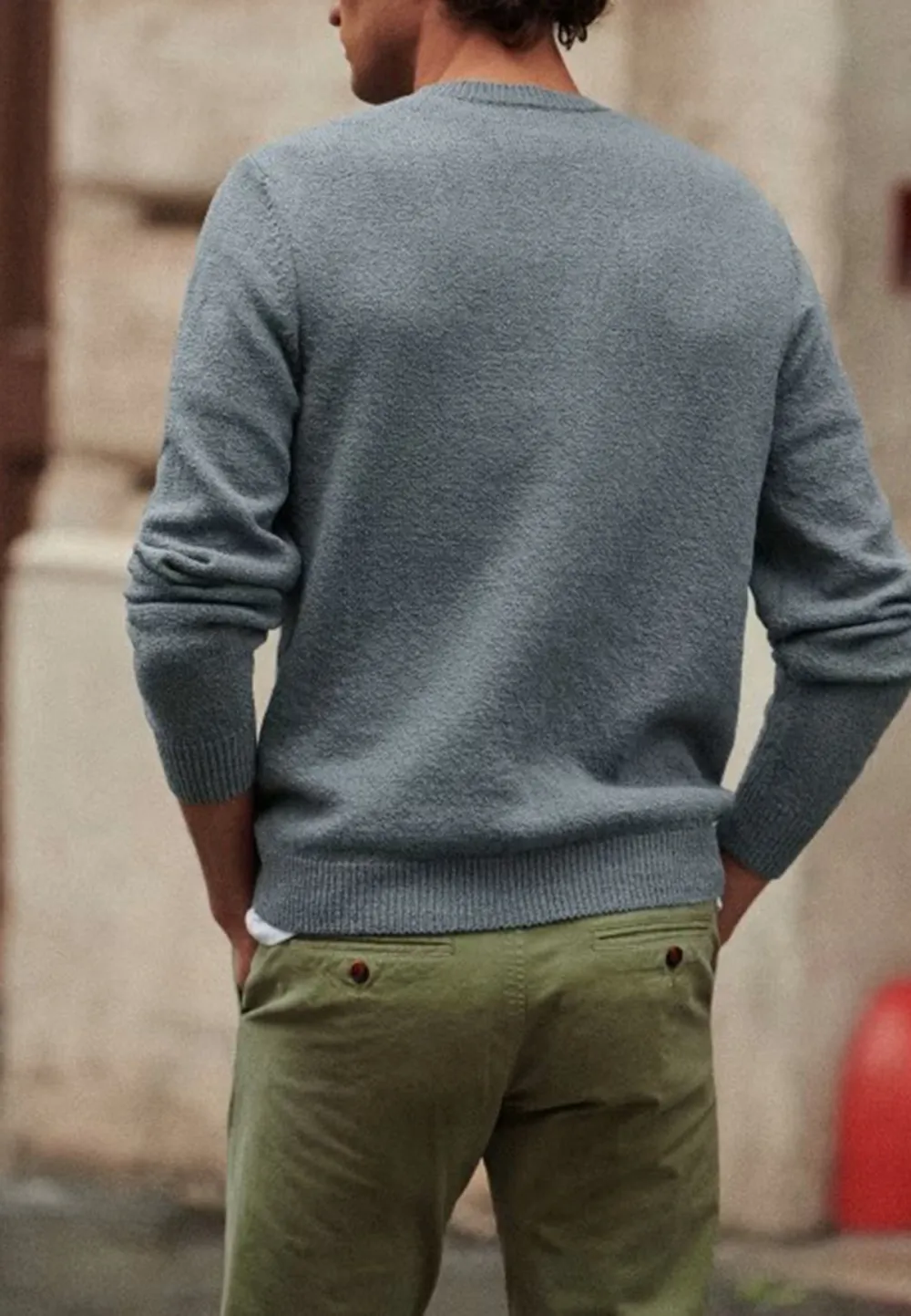 Light Green Relaxed Fit Crew Neck Sweater