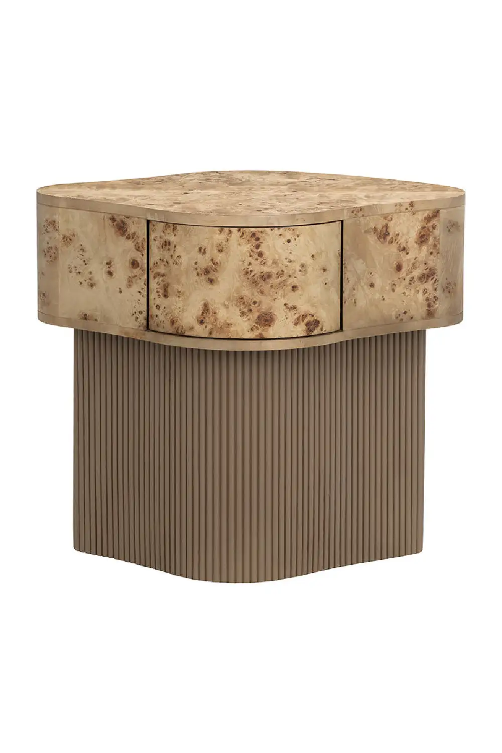 Burl Veneer Nightstand - Freeform Drawer Base