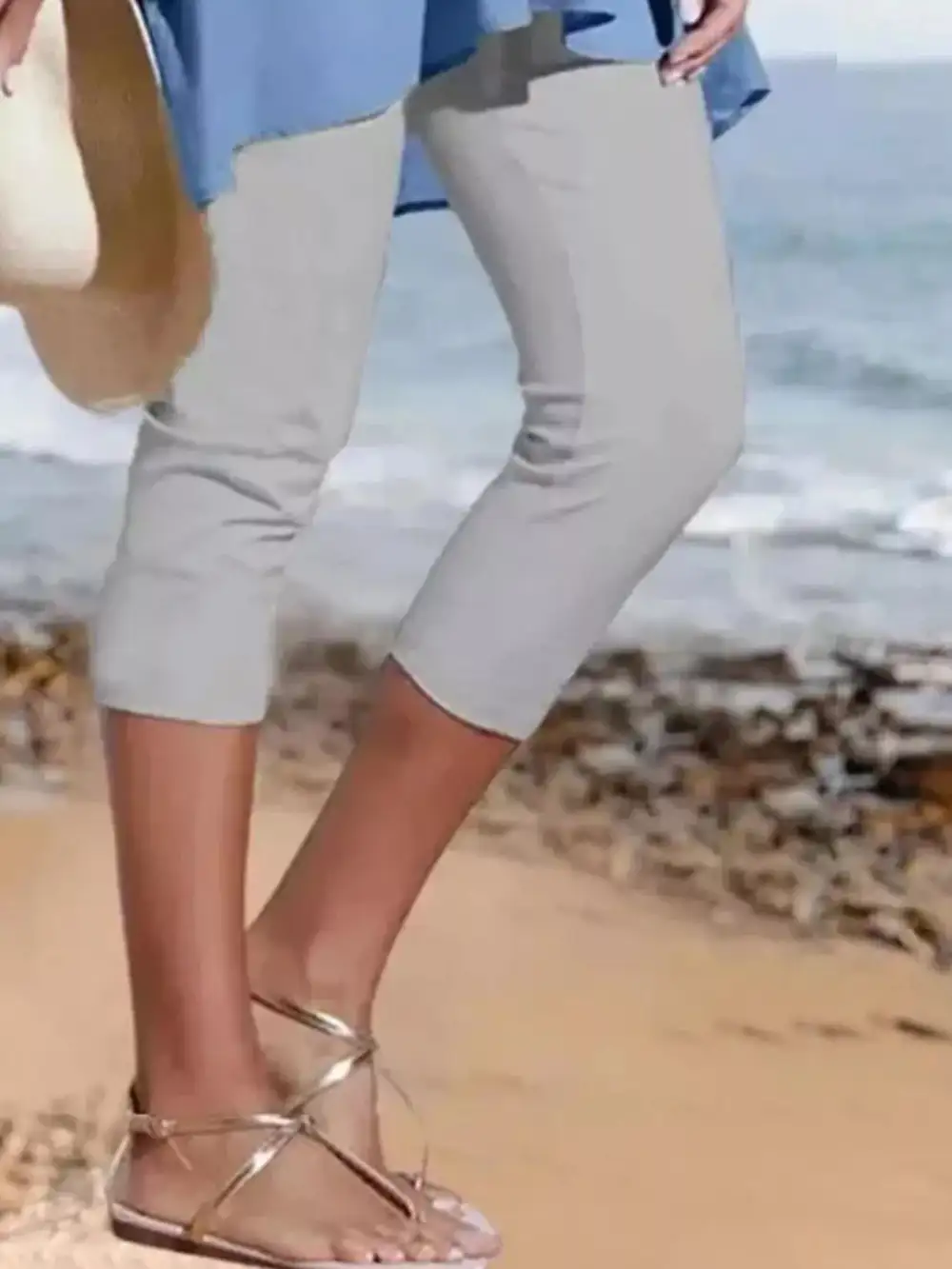 Sequin Cropped Casual Leggings