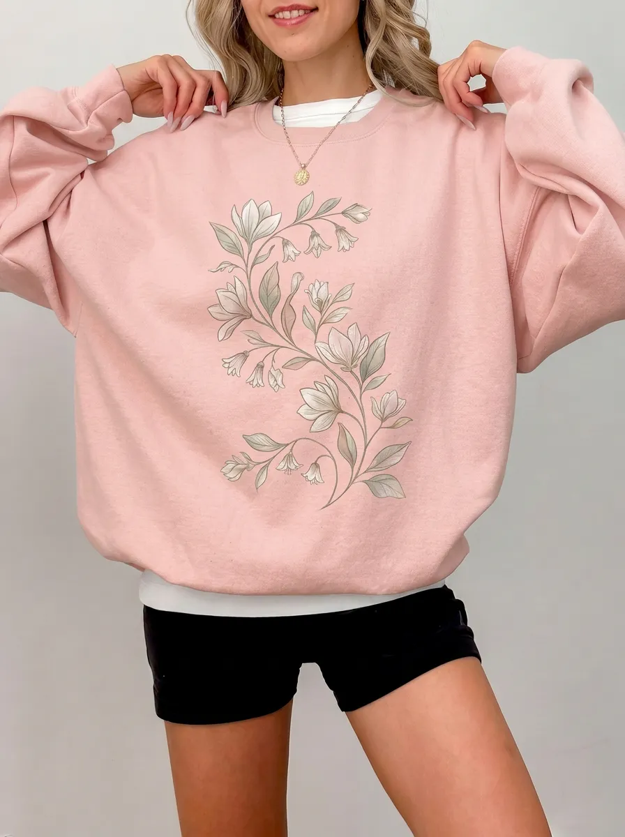 Women's Botanical Floral Art Printed Sweatshirt
