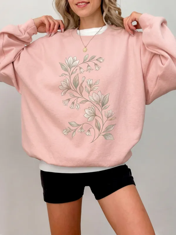 Women's Botanical Floral Art Printed Sweatshirt