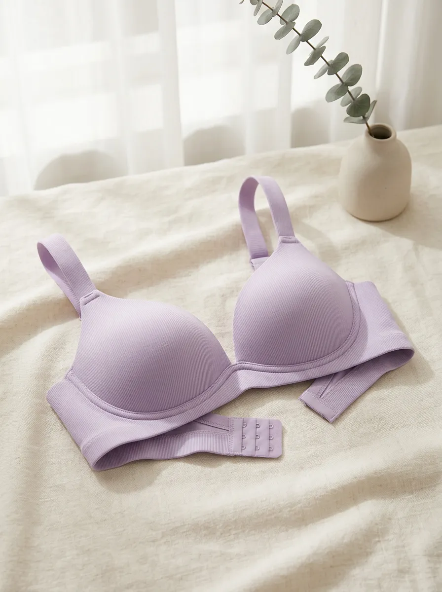 Women's Ribbed Seamless Padded Underwire Modern Minimalist Bra