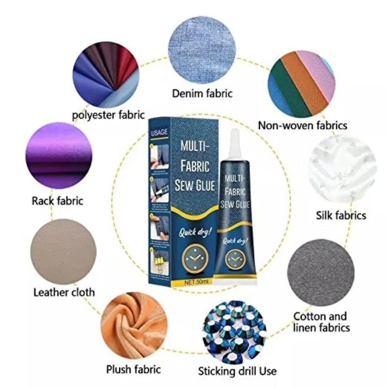 Multi-fabric Sew Glue 50ml Quick Drying Cloth Fabric Repair Glue Liquid | Ultra-Stick Fabric Glue for Clothing