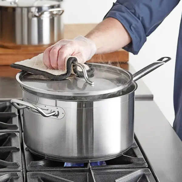 Deep Stainless Steel Sauce Pan with Aluminum Clad Bottom and Cover