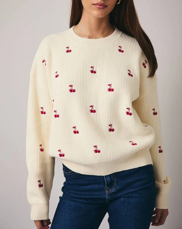 Cream Embroidered Relaxed Top