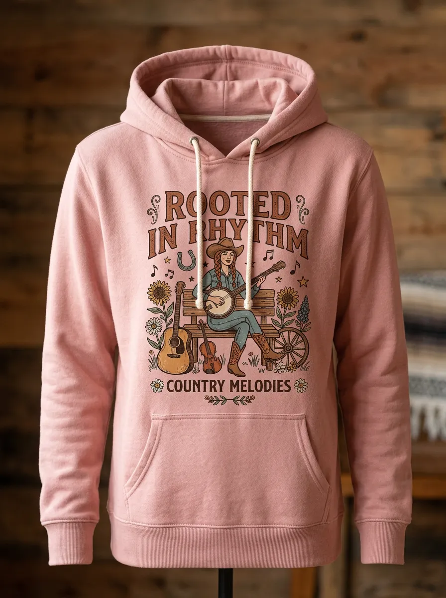 Country-Road Banjo Guitar Country Music Graphic Hoodie
