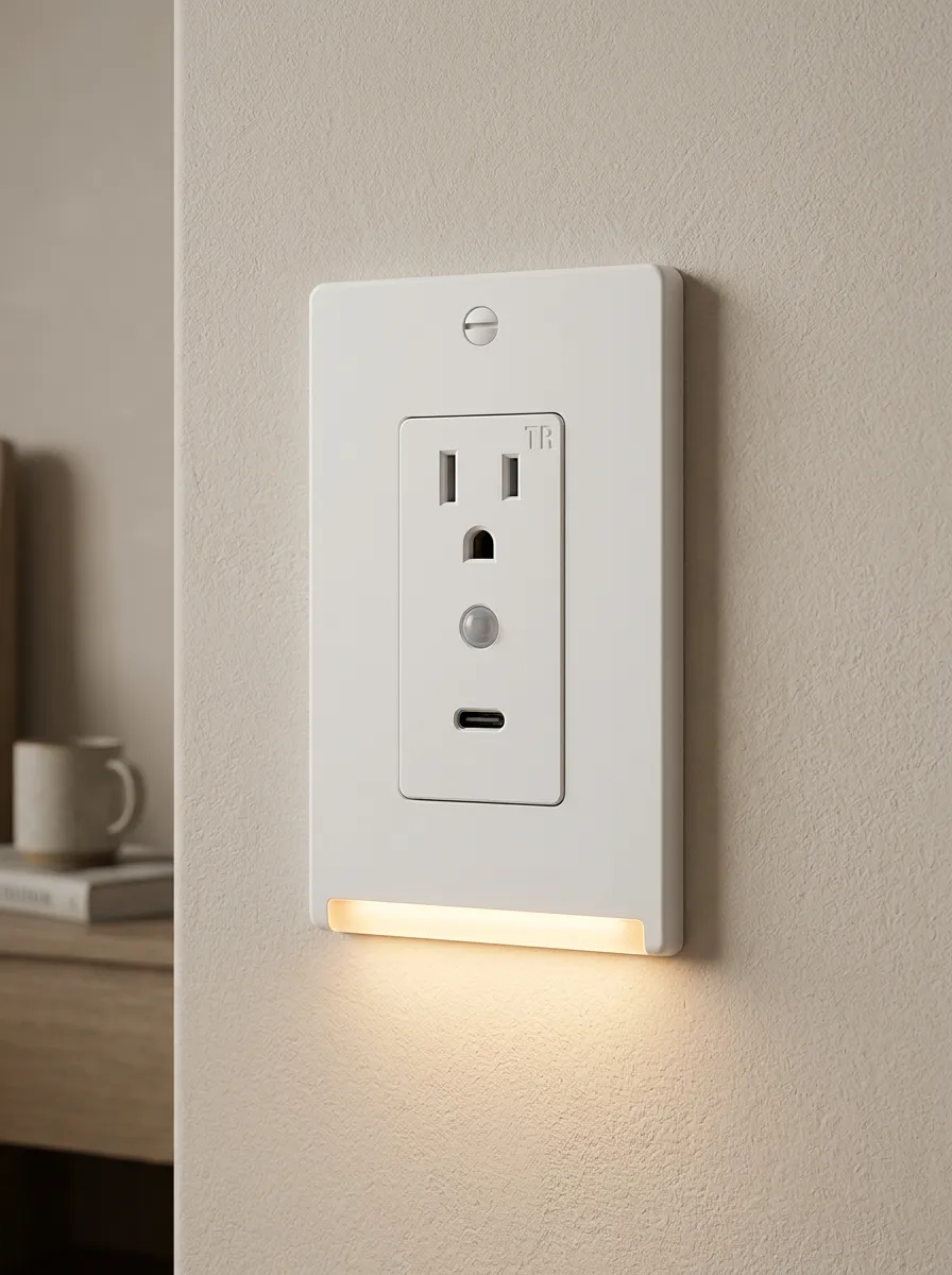 Minimalist White Sensor Printed LED Outlet Cover