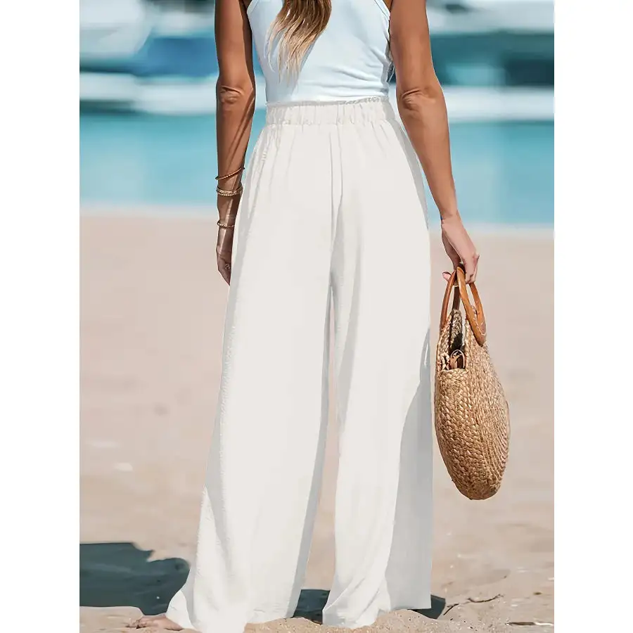Full Size Drawstring Waist Wide Leg Pants Plus Size