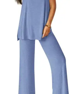 Relaxed Round-Neck Pants Matching Set