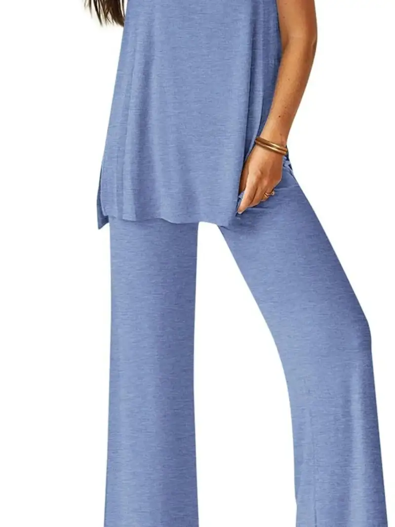 Relaxed Round-Neck Pants Matching Set