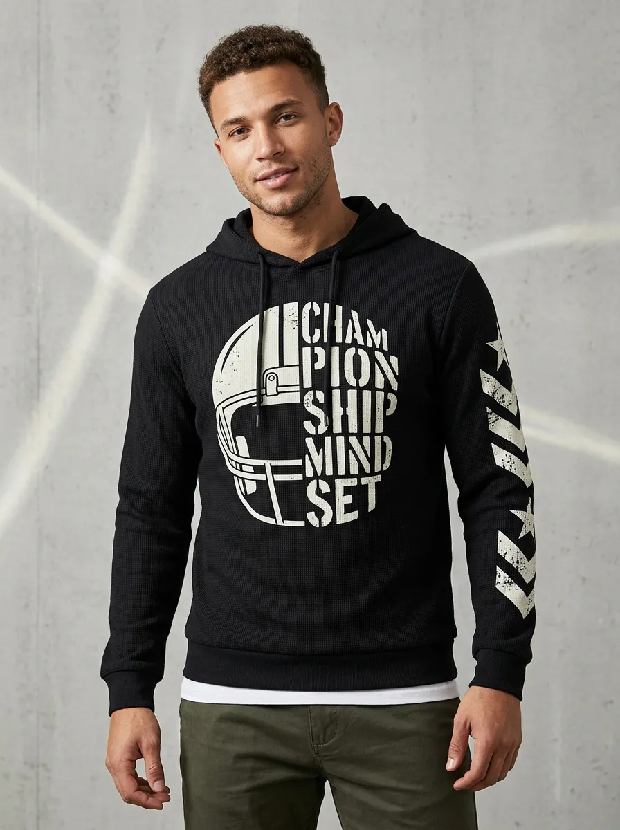 Men's Football Championship Mindset Helmet Printed Hoodie