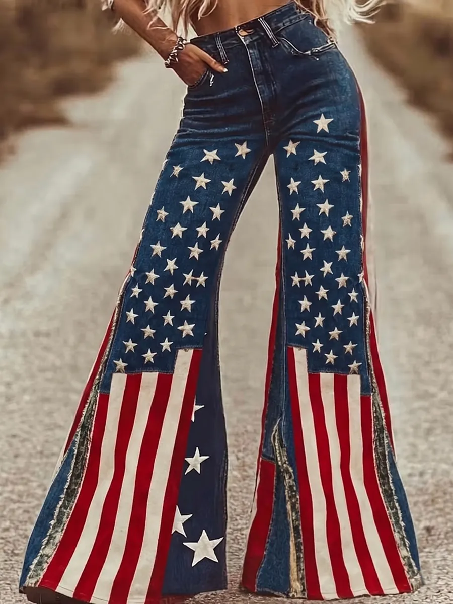 Women's 250th Anniversary Hot Diamond Printed Casual Jeans