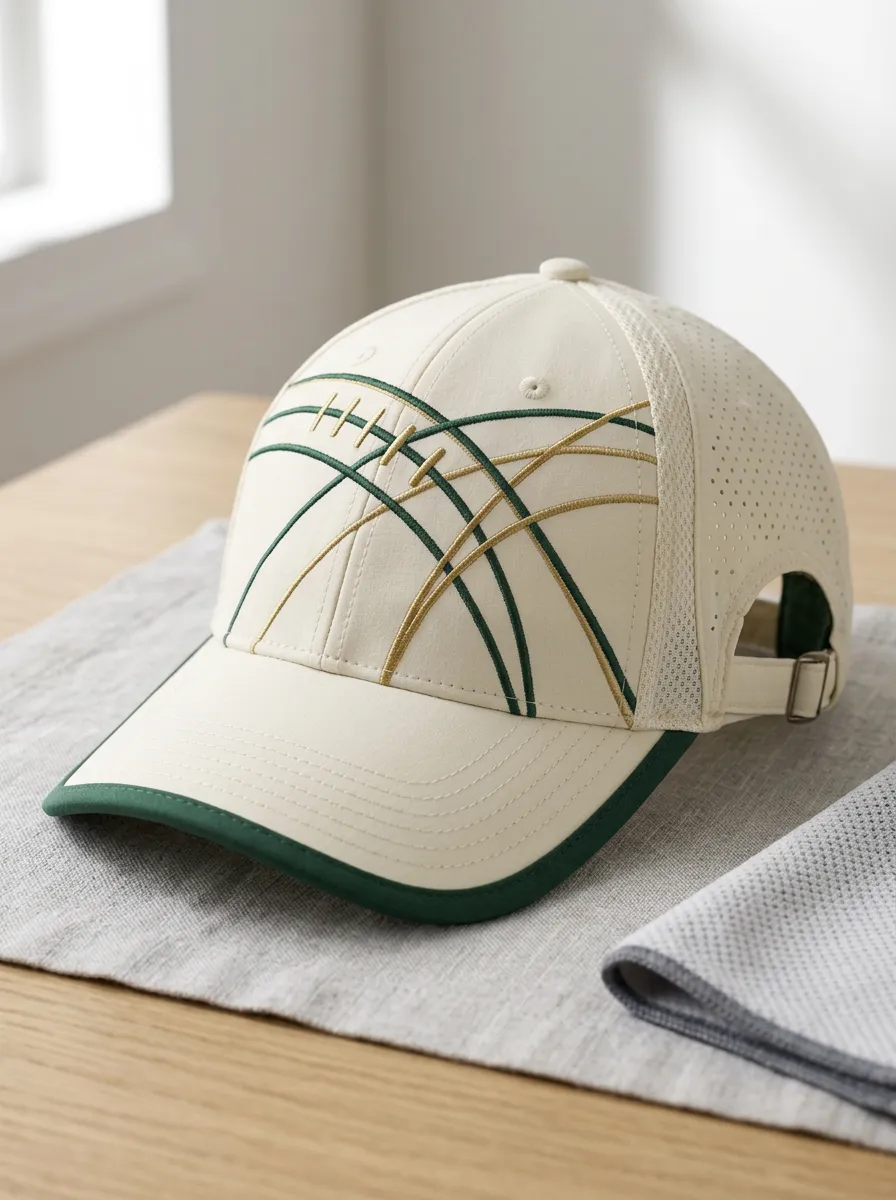 Unisex American Football Fan Green Gold Laces Embroidered Cap