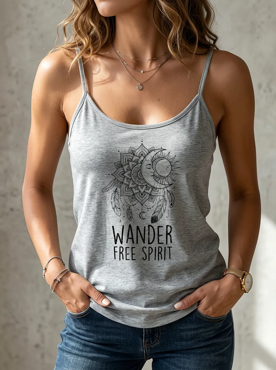 Women's Moon Mandala Printed Tank Top