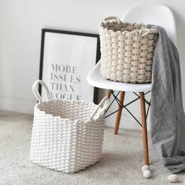 Woven Square Cotton  Laundry Basket