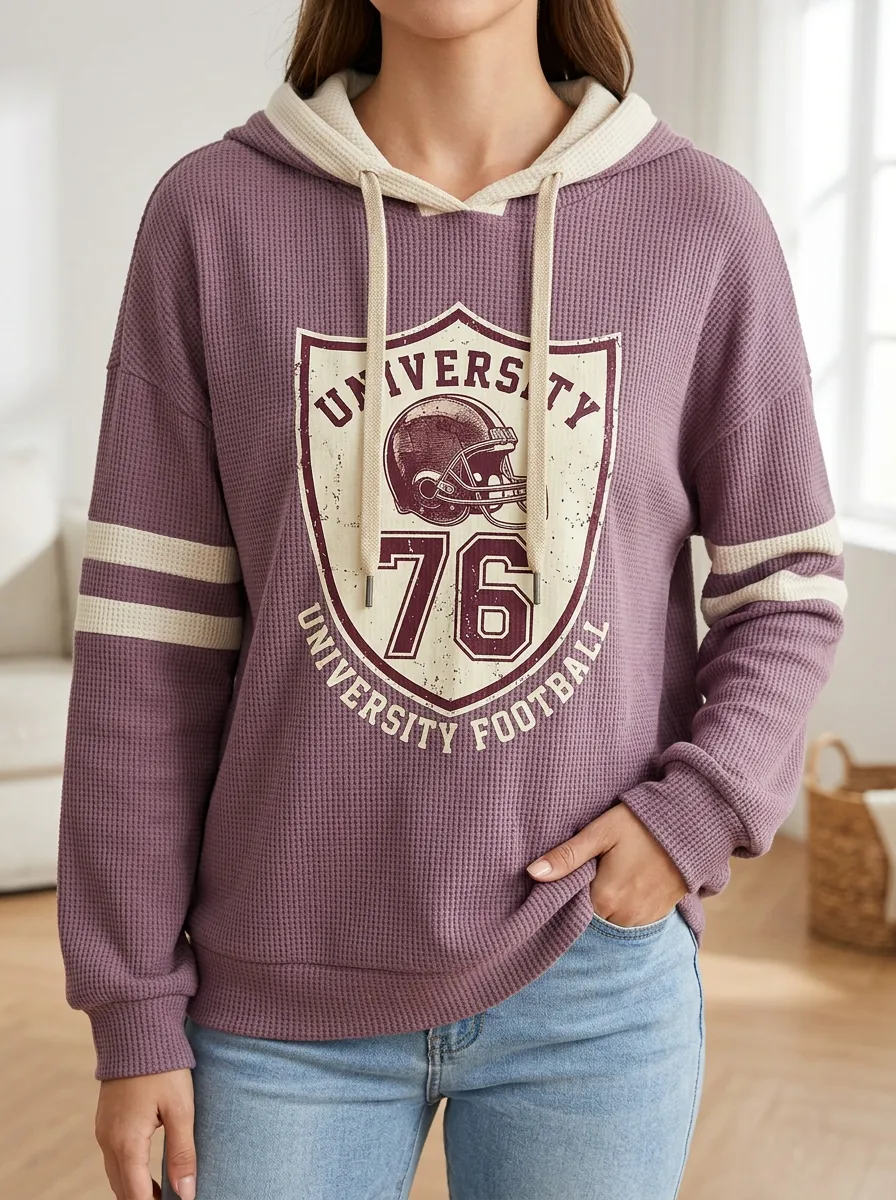 Women's University Football 76 Shield Printed Waffle Hoodie