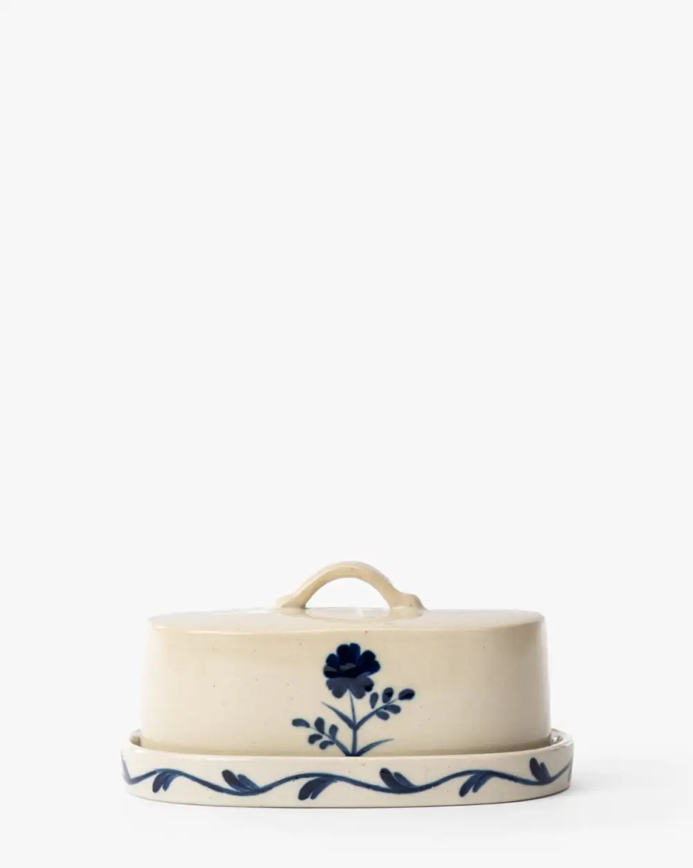 Hand-Painted Stoneware Butter Dish