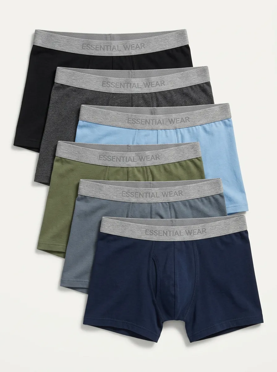 Men's Essential Wear Logo Waistband 6-Pack Boxer Briefs