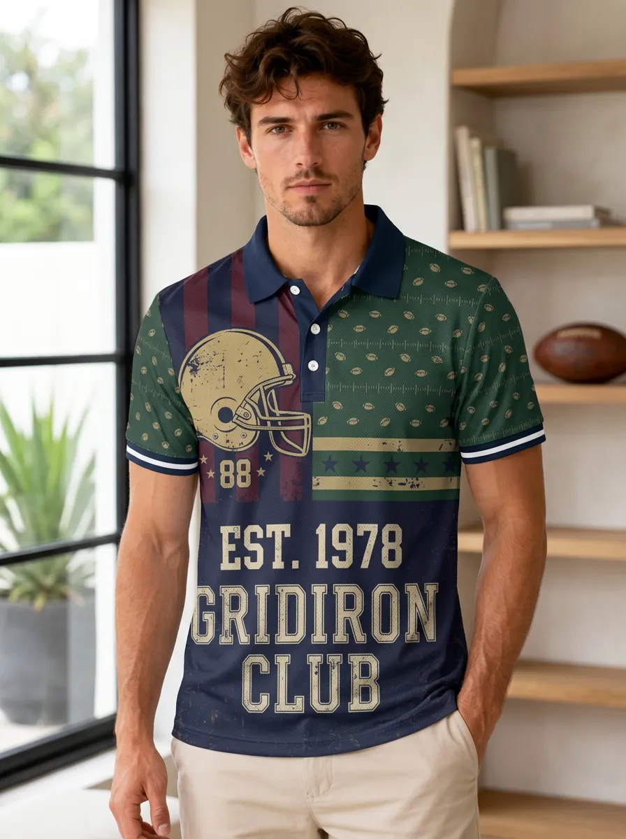 Men's Football Gridiron Club Helmet Polo Shirt
