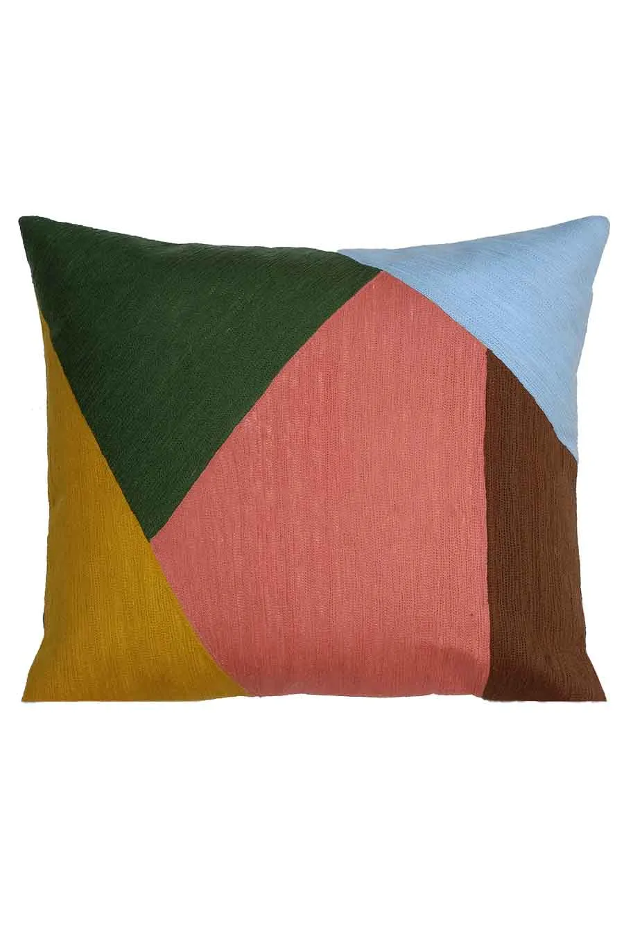 Artisan Hand Embroidered Geometric Abstract Cotton Decorative Cushion Cover
