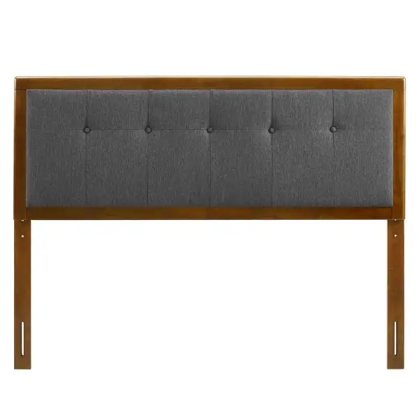 Tufted Fabric and Wood Headboard Contemporary Home Design