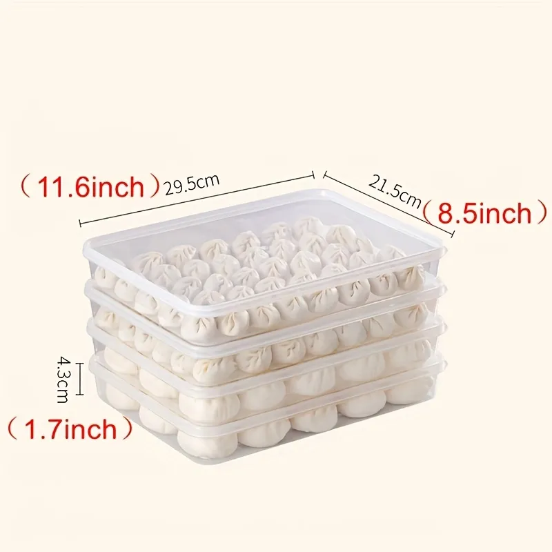 Durable Airtight Plastic Containers, Kitchen Essential for Storing Dumplings and Prepared Meals