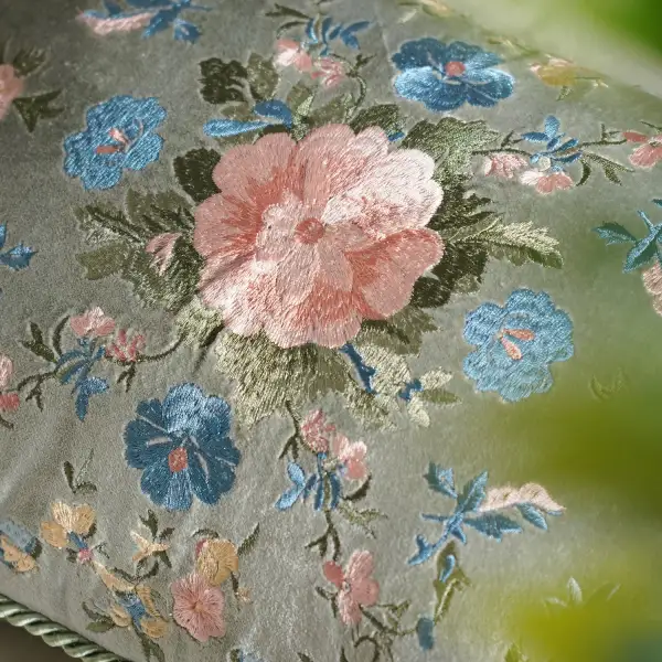 Ivory Bloom Velvet Cushion Cover