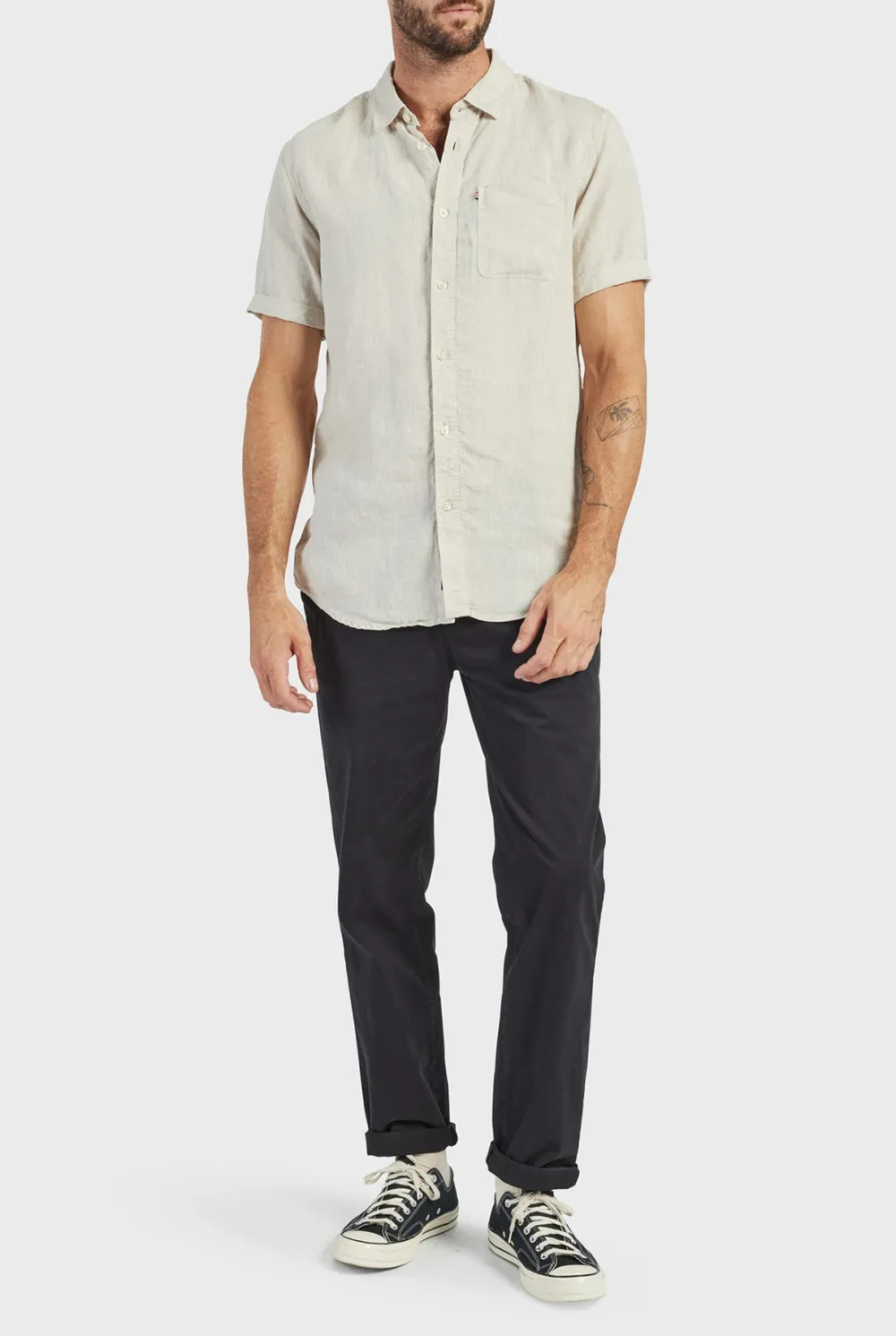 Tailored Fit Textured Cotton Casual Trousers
