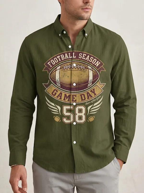 Men's American Football Game Day Vintage Printed Shirt