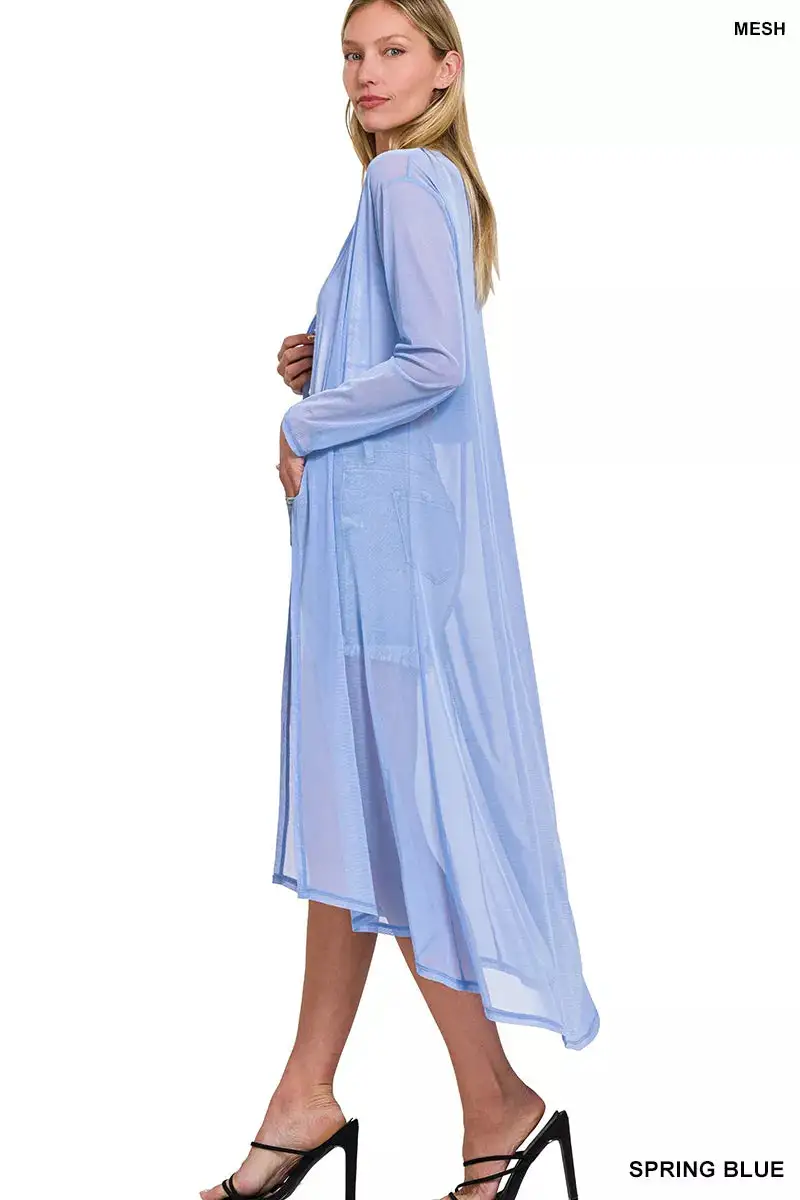 Lightweight Mesh Open Front Cardigan